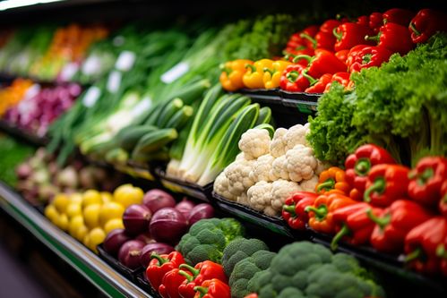 鮮活呈現 農產品攝影圖中新鮮蔬菜的貨架藝術