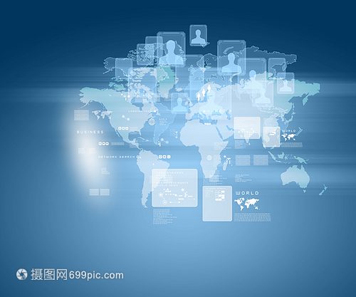互聯(lián)網(wǎng)插圖 描繪全球業(yè)務(wù)服務(wù)的數(shù)字畫(huà)卷
